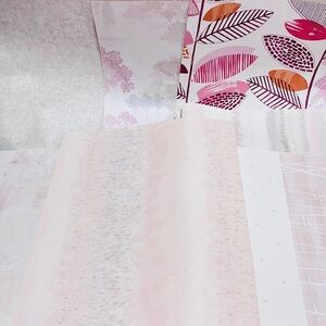 Set of 10 Large Pink Patterned Vinyl Wallpaper Sample Sheets Bundle - DIY